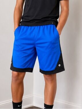 RBX Youth Boys Athletic Shorts Blue & Black Performance Activewear Size Large
